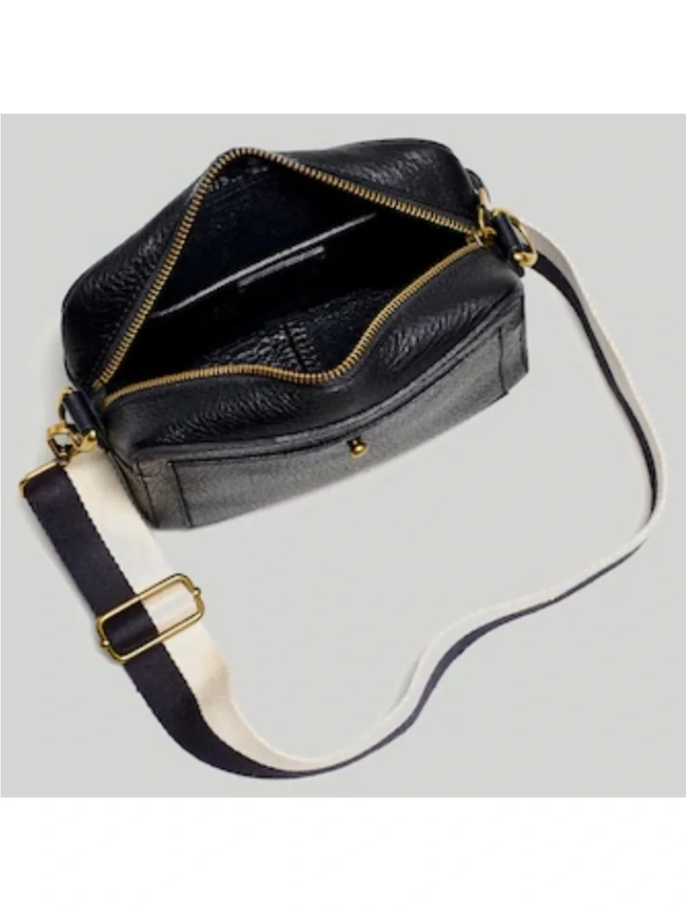 Black Leather Crossbody Bag with Contrast Strap/new with tags